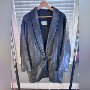 **Vintage MARC by Andrew Marc Black Leather Blazer Jacket - Size Large**